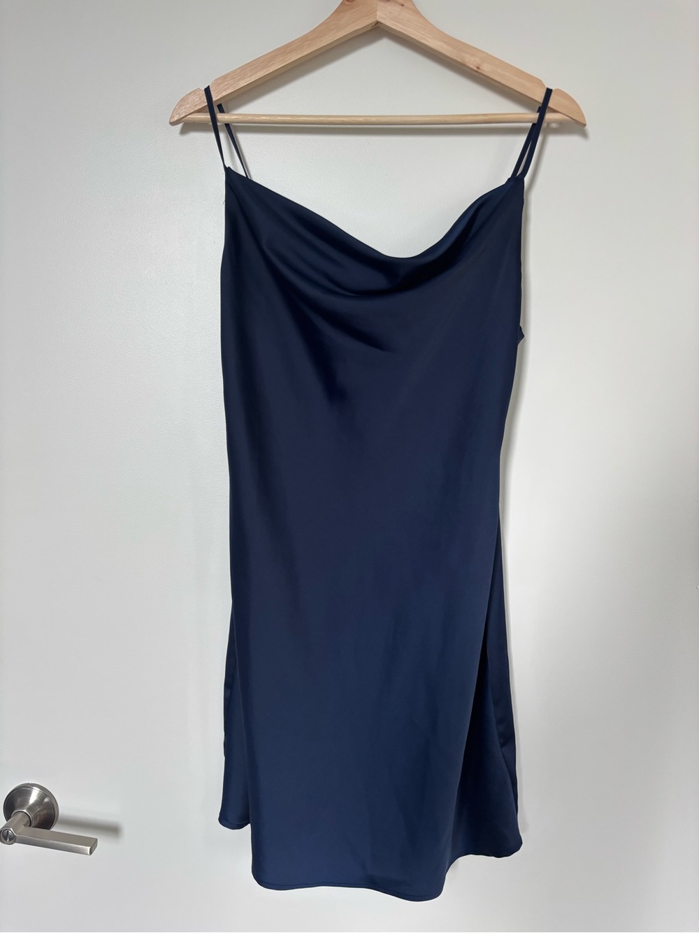 Urban Outfitters Navy Cowl Neck Slip Midi Dress